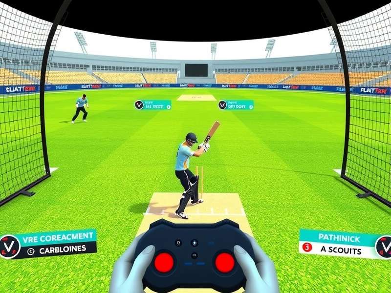 VR Cricket Innovators gameplay screenshot showing batting in virtual reality